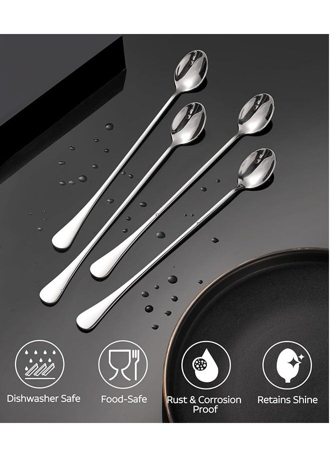 9.5-Inch Long Handle Spoon, Ice Tea Spoons, Ice Cream Spoon, Long Coffee Spoons, Stainless Steel Stirring Spoons, Set of 4 - Image 3