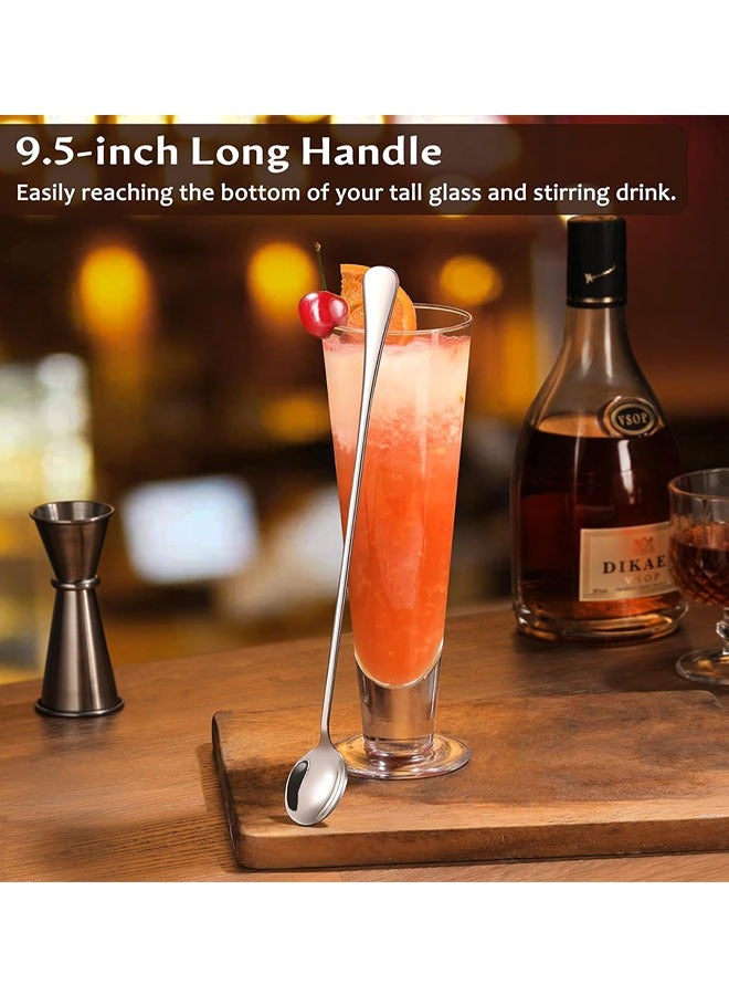 9.5-Inch Long Handle Spoon, Ice Tea Spoons, Ice Cream Spoon, Long Coffee Spoons, Stainless Steel Stirring Spoons, Set of 4 - Image 2