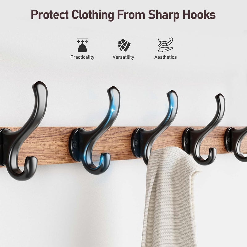 Tatub حامل معاطف حائط تاتوب 29 بوصة مع رف، خطافات حائط خشبية مع تخزين، رف مدخل مع 5 شماعات معاطف للحمام وغرفة المعيشة وغرفة النوم، بني ريفي - Image 2