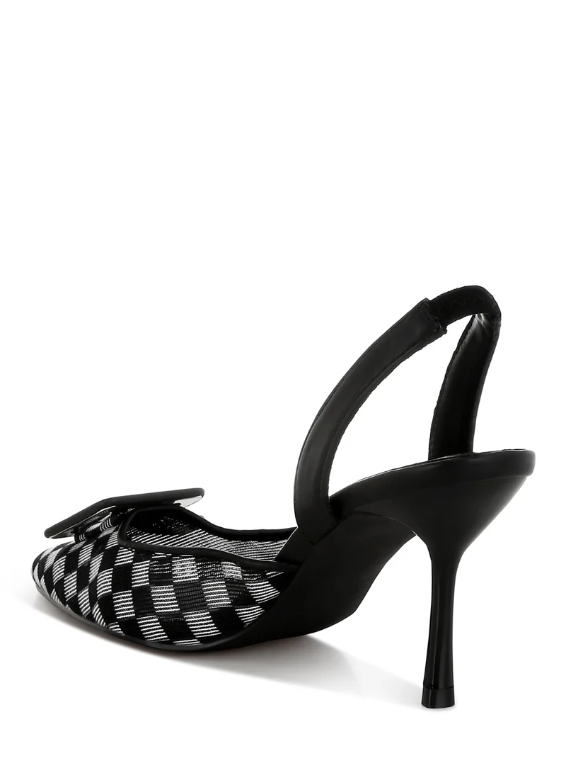 London Rag Mesh Checkered Pointy Stiletto Heels in Black