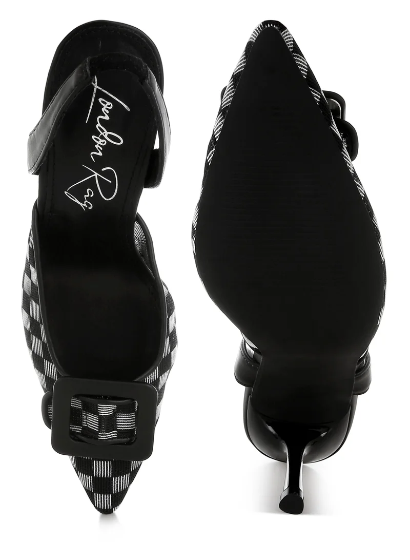 London Rag Mesh Checkered Pointy Stiletto Heels in Black