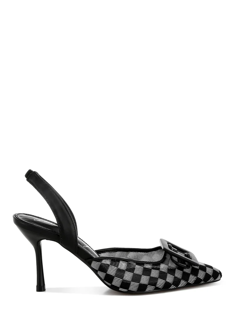 London Rag Mesh Checkered Pointy Stiletto Heels in Black