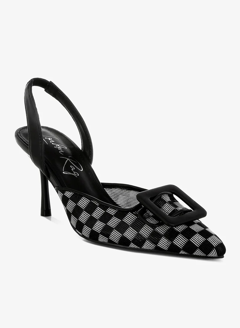 London Rag  Mesh Checkered Pointy Stiletto Heels in Black for Women | Best Price UAE