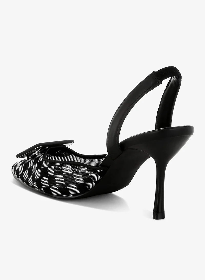 London Rag  Mesh Checkered Pointy Stiletto Heels in Black for Women | Best Price UAE
