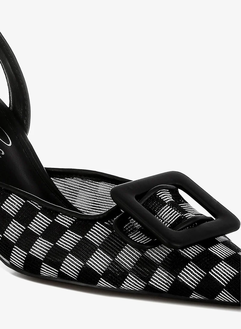 London Rag  Mesh Checkered Pointy Stiletto Heels in Black for Women | Best Price UAE