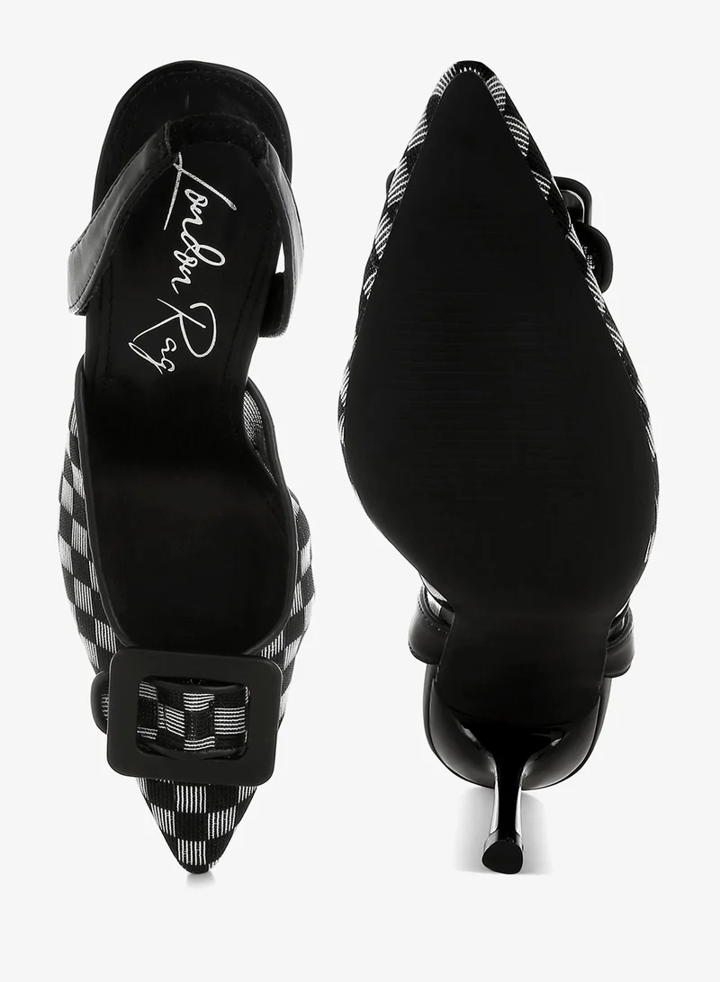 London Rag  Mesh Checkered Pointy Stiletto Heels in Black for Women | Best Price UAE