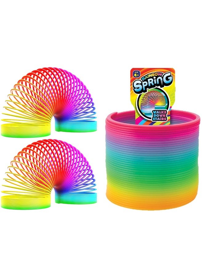 Ja-Ru Big Magic Rainbow Color Spring Pack (2 Units) Original Plastic Spring Fidget Toy | Kids Coiltoy For Girls & Boys | Colorful Neon Color Sensory Vintage Toys 1702 2A - Image 1