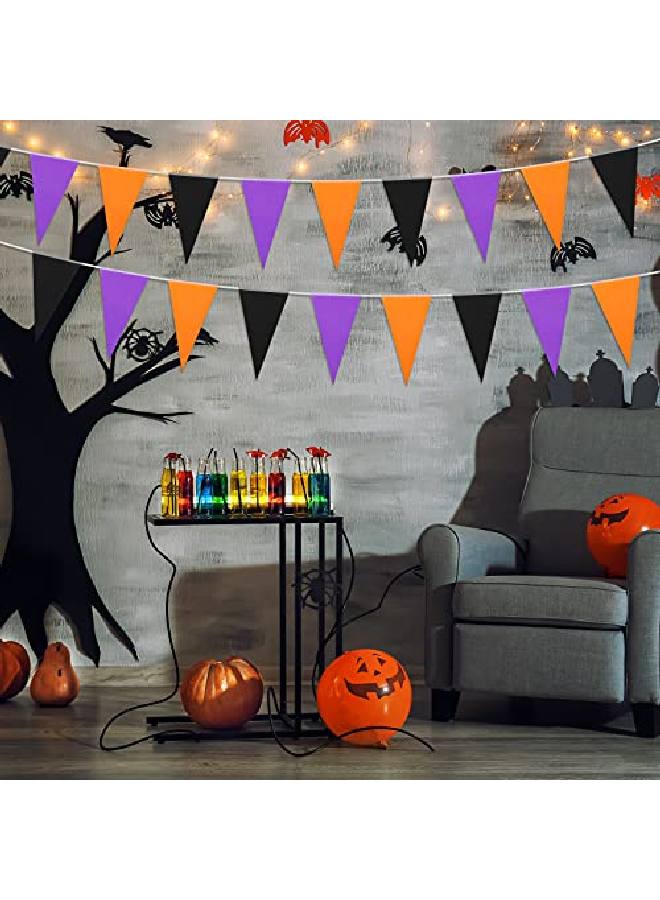 Tatuo راية هالوين بطول 165 قدم، راية مثلثية باللون الأسود والأرجواني والبرتقالي، زينة هالوين، زينة معلقة لحفلة الهالوين، 5 قطع - Image 2