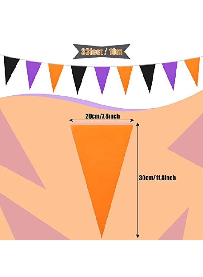 Tatuo راية هالوين بطول 165 قدم، راية مثلثية باللون الأسود والأرجواني والبرتقالي، زينة هالوين، زينة معلقة لحفلة الهالوين، 5 قطع - Image 4