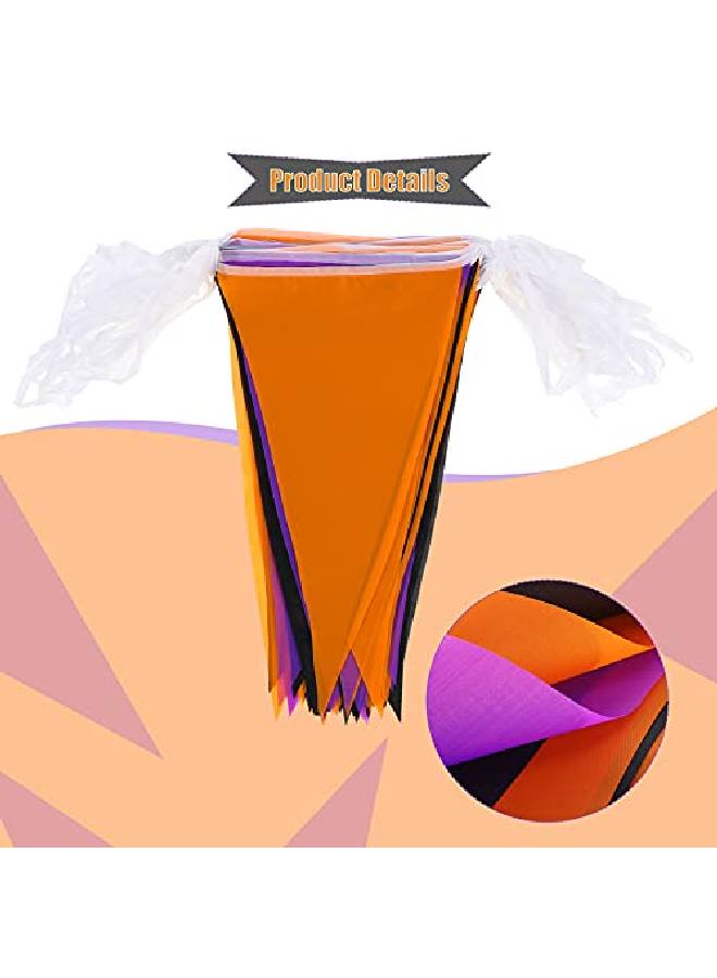 Tatuo راية هالوين بطول 165 قدم، راية مثلثية باللون الأسود والأرجواني والبرتقالي، زينة هالوين، زينة معلقة لحفلة الهالوين، 5 قطع - Image 5