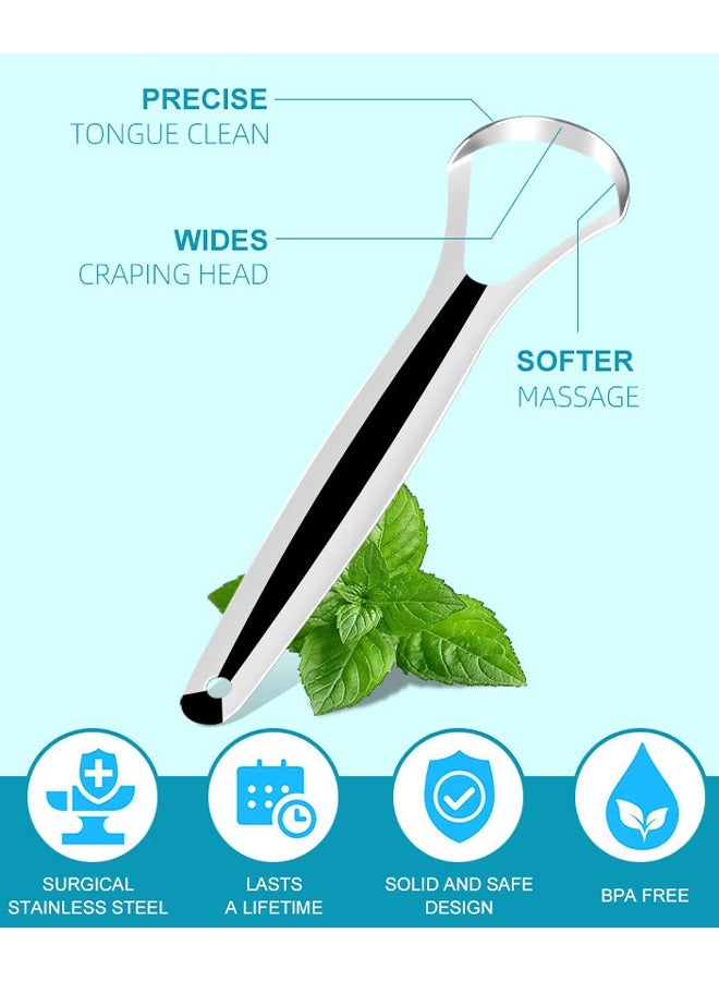 Generic Reusable Stainless Steel Tongue Scraper  Remove Bad Breath Artifact Tongue Brush Tongue Scraper Tongue Cleaning Device Oral  - Image 2