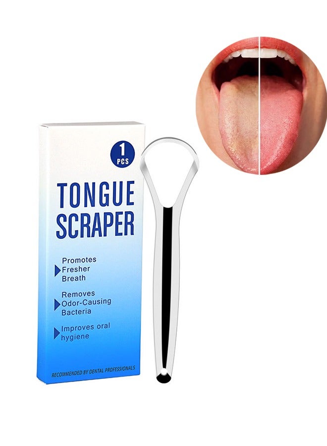 Generic Reusable Stainless Steel Tongue Scraper  Remove Bad Breath Artifact Tongue Brush Tongue Scraper Tongue Cleaning Device Oral  - Image 1