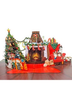 CUT POPUP.COM Cutpopup Christmas Card Pop Up, 3D Xmas, New Year, Holiday Greeting Card (Xmas Fireplace)  - Image 1