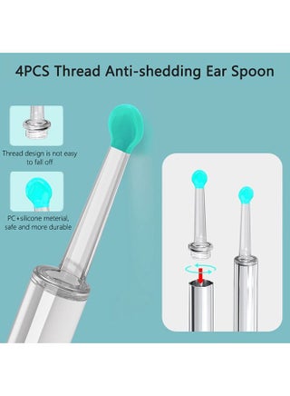 Ear Wax Removal, Wi-Fi Visible Wax Elimination Spoon with 4 Soft Silicone Ear Scoops and 8 black ear spoons, Wireless Ear Endoscope 1296P HD with LED Light for iPhone, iPad, Android Phones (White) - view 2