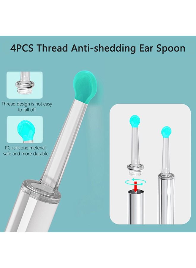 Arabest Ear Wax Removal, Wi-Fi Visible Wax Elimination Spoon with 4 Soft Silicone Ear Scoops and 8 black ear spoons, Wireless Ear Endoscope 1296P HD with LED Light for iPhone, iPad, Android Phones (White)  - Image 2