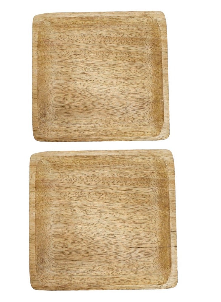 Souq DESIGNS Souq DESIGNS Serving Wooden Tray Set of 2 Bamboo with Square Serving Tray - Coffee Food Organizer, Trays Serving Set, Tray Organizer, Tray Décor for Kitchen Dining Countertop & jewelry tray - Image 5
