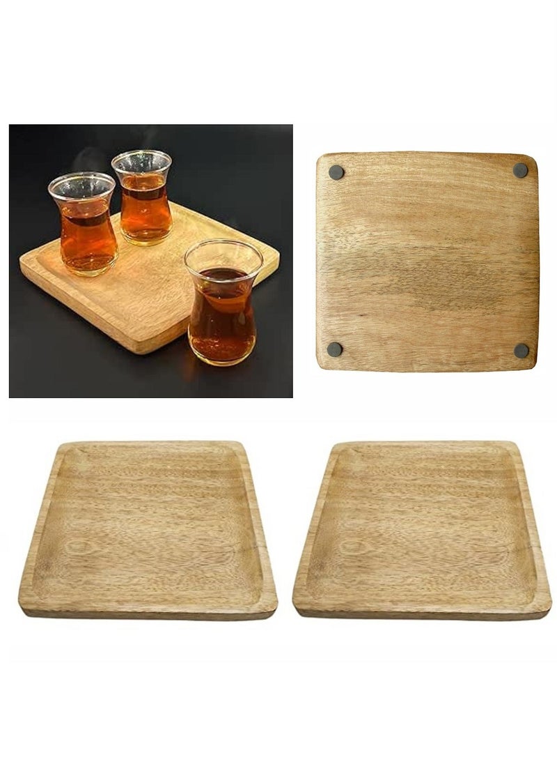 Souq DESIGNS Souq DESIGNS Serving Wooden Tray Set of 2 Bamboo with Square Serving Tray - Coffee Food Organizer, Trays Serving Set, Tray Organizer, Tray Décor for Kitchen Dining Countertop & jewelry tray - Image 2