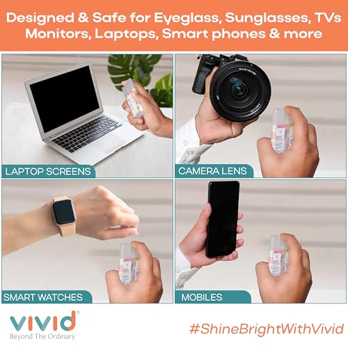 VividVision® myclean Lens Cleaning Solution Spray contain NO Detergent-NO foam-for Spectacles,Sunglasses,Eyeglasses,Mobile,PC,Laptop,TV &Camera solution (20 ML Pack of 3) - Image 3