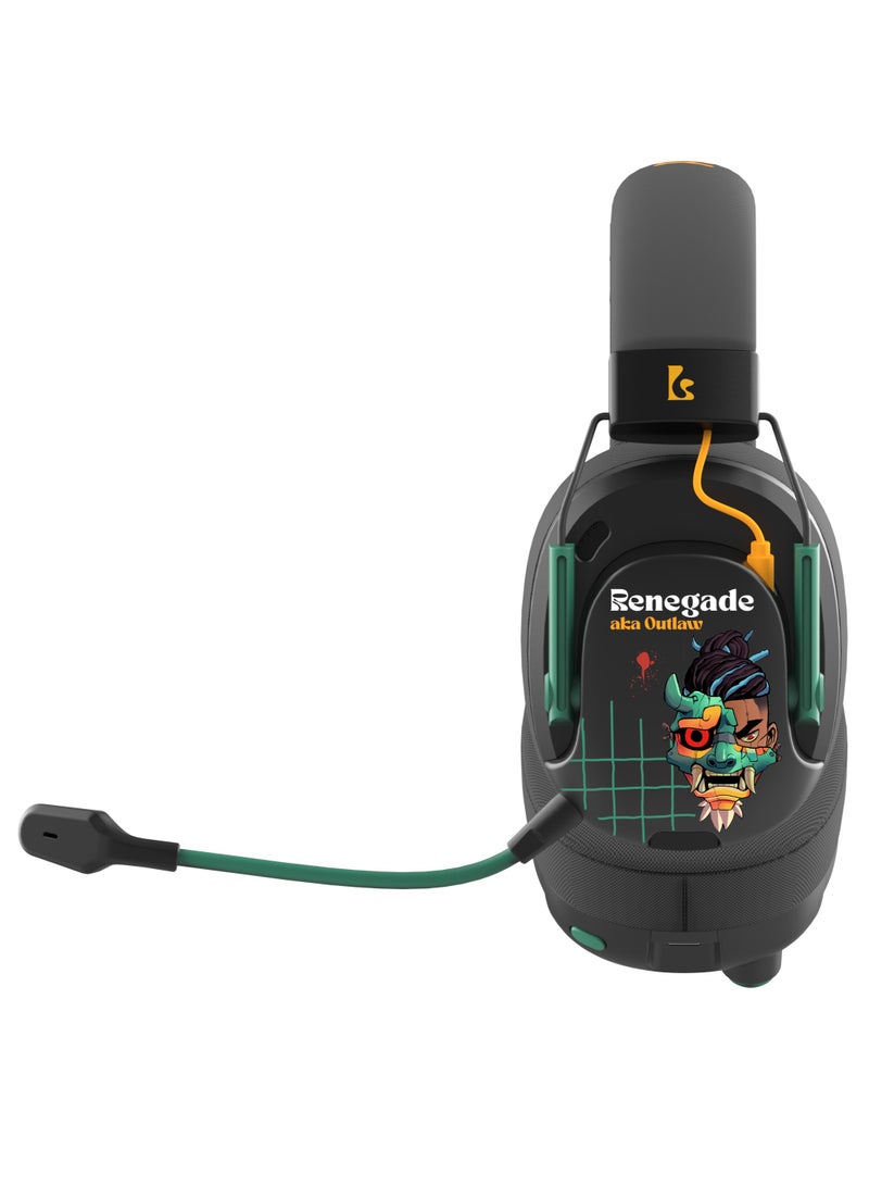 Bloody All-In-One Wireless Gaming Headset MR-595, Gaming-Grade Multi-Mode Connectivity, BL5900 Wireless Gaming Chipset, 50mm Speaker Unit, 135 Hours Playback Time, Detachable Noise Cancelling Mic, Black - Image 2