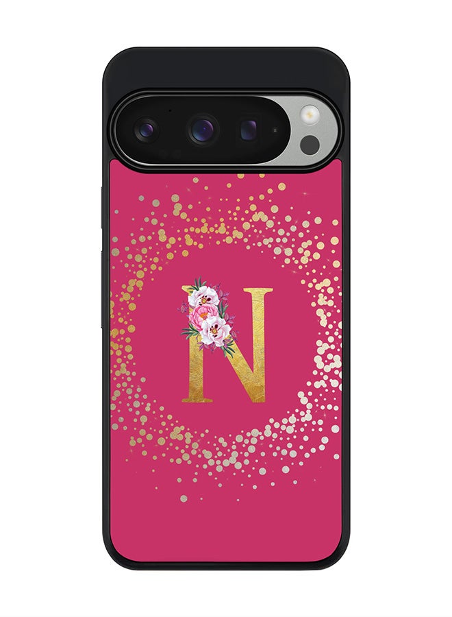 Stylizedd For Google Pixel 9 Pro Case,Slim fit Camera Protection, Shockproof Thin Phone cover - Custom Monogram Floral - N ( Deep Pink ) - Image 1