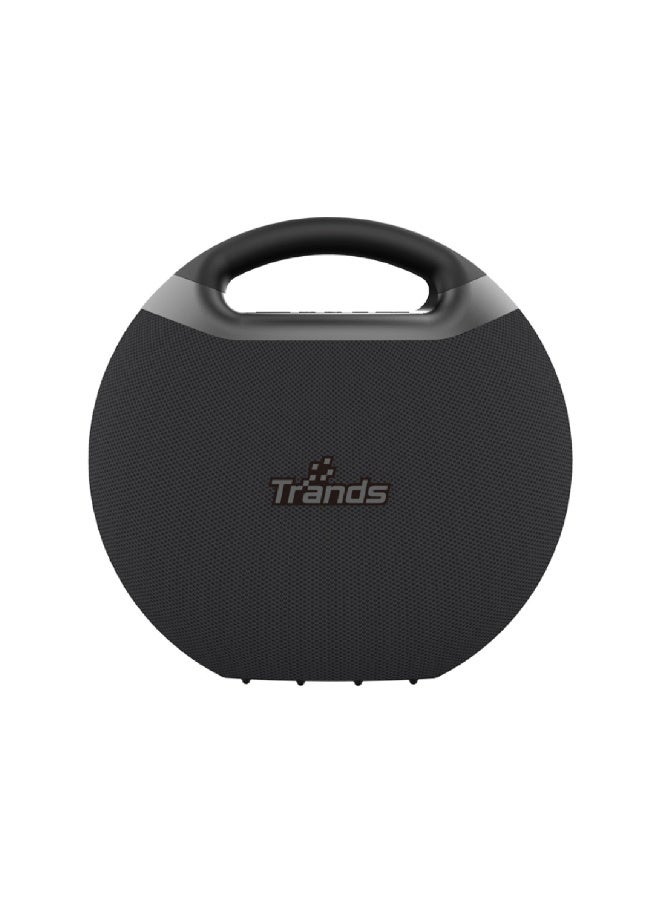Trands 50W Portable Bluetooth Speaker with Deep Bass - 360° Surround Sound, Type-C Fast Charging, Multi-Input (AUX/TF/USB), Integrated Handle - SP913 Black