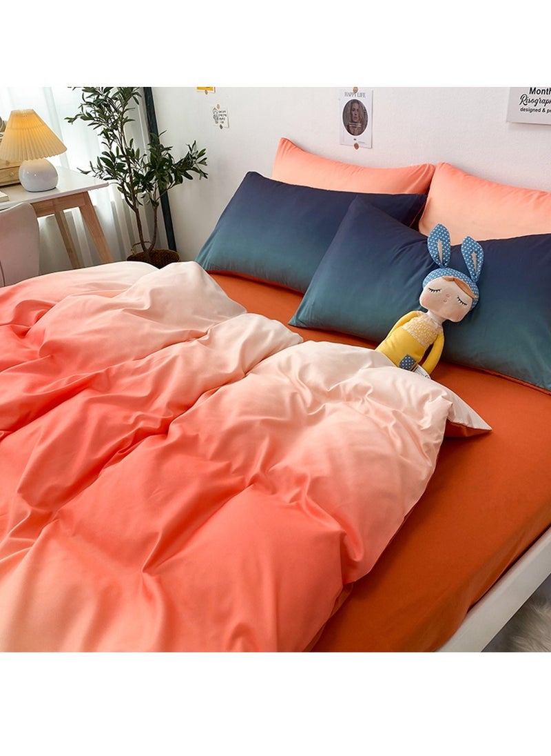 Four-piece bedding set microfiber soft quilt set with 1 quilt cover, 1 flat sheet and 2 pillowcases