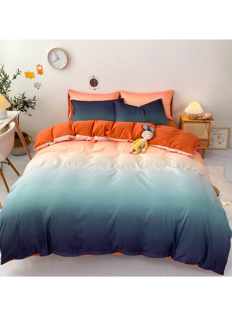 Four-piece bedding set microfiber soft quilt set with 1 quilt cover, 1 flat sheet and 2 pillowcases