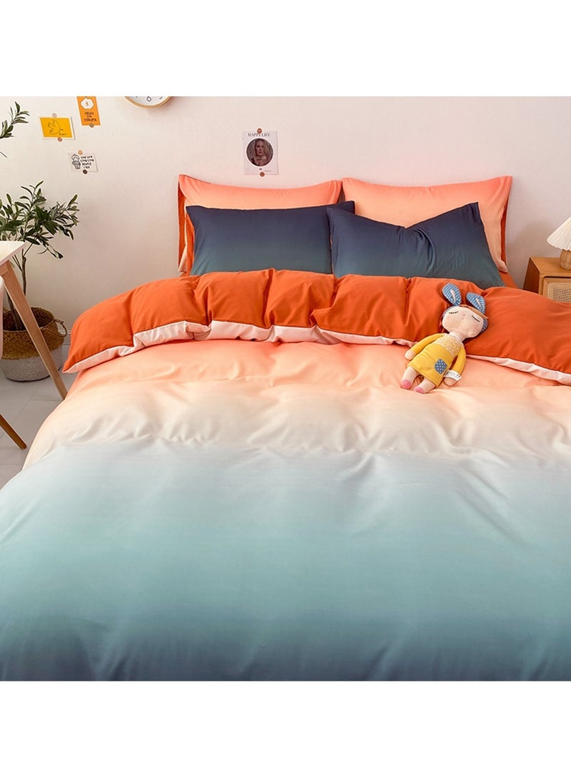 Four-piece bedding set microfiber soft quilt set with 1 quilt cover, 1 flat sheet and 2 pillowcases