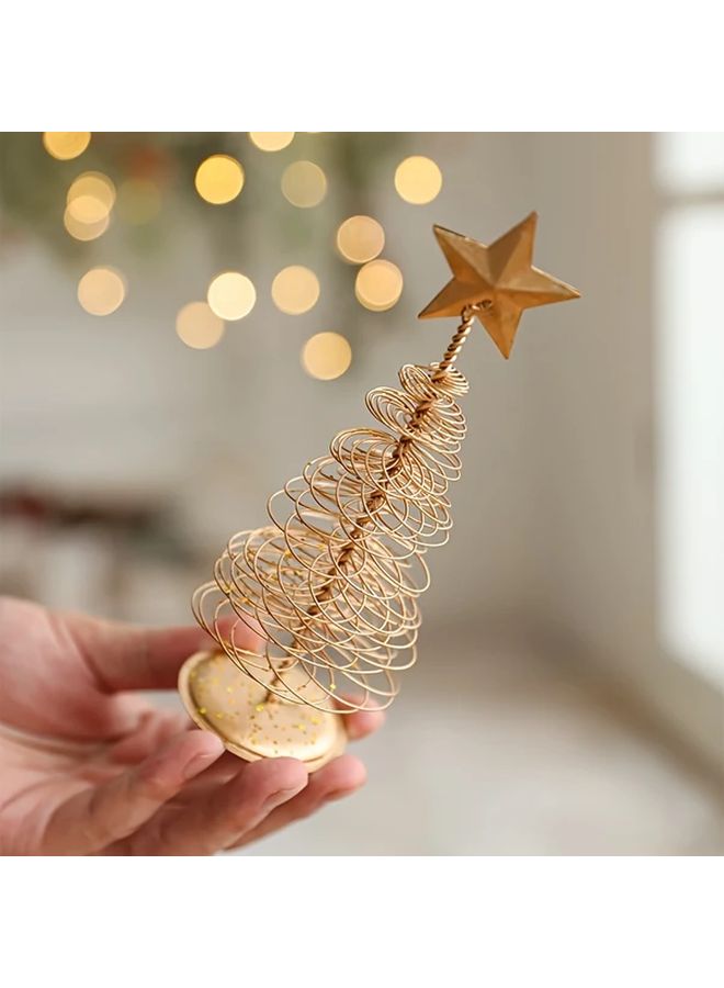 مجموعة أشجار عيد الميلاد الذهبية الصغيرة من 3 قطع، ديكور طاولات عتيق على شكل زجاجة للعطلات - Image 4