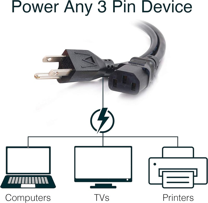 C2G 25FT Replacement AC Power Cord Shielded - Power Cable for Electronics, TV, Computer, Printer, Radio, Monitor, Samsung, Dell, Vizio, LG, Asus, Laptop and More (14719) - Image 2