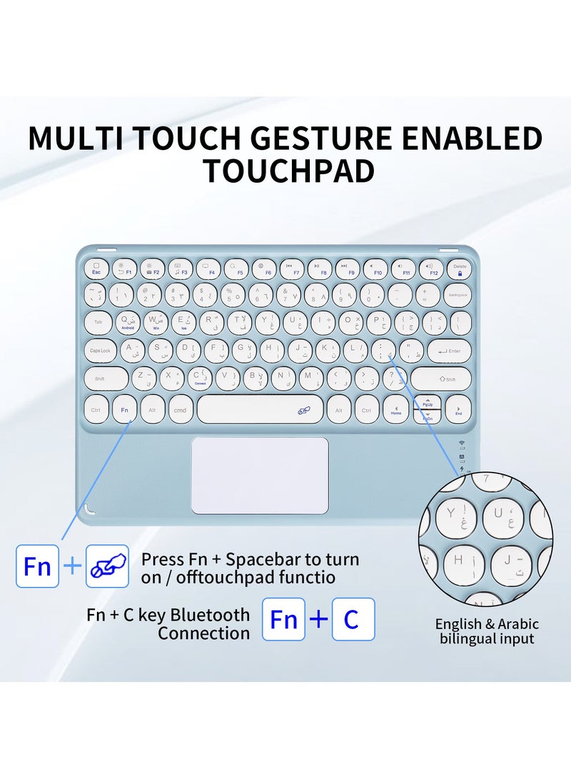 INFOSUN Tablet Keyboard Case, Compatible with Xiaomi Pad 6 / Pad 6 Pro (11", 2023), with Arabic Intelligent Touch Trackpad Bluetooth Keyboard, Built in Pencil Holder, Detachable Keyboard Case - Blue - Image 2