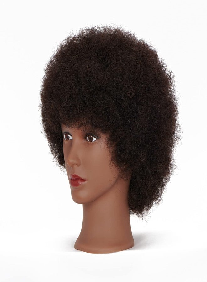Hairingrid Mannequin Head African American with 100% Human Hair Cosmetology Afro Hair Manikin Head for Practice Styling Braiding and Free Clamp Holder (R72026B0210H) - Image 2