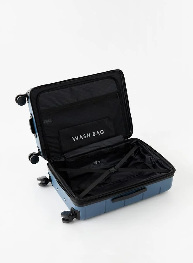 وايف Men's Textured Hardcase Luggage Trolley Bag with Retractable Handle