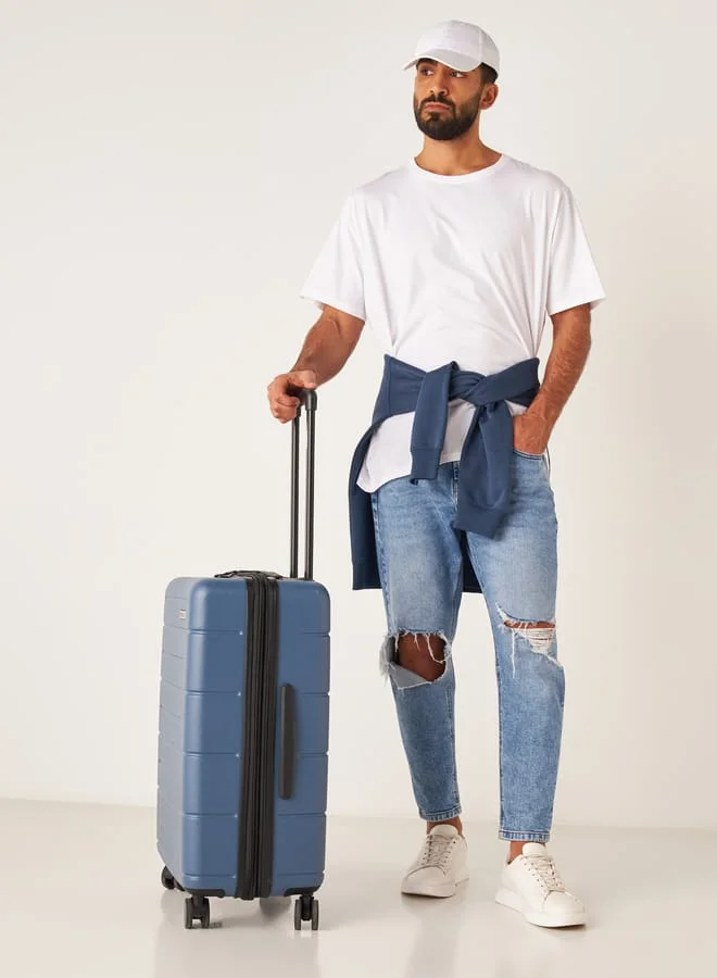 وايف Men's Textured Hardcase Luggage Trolley Bag with Retractable Handle