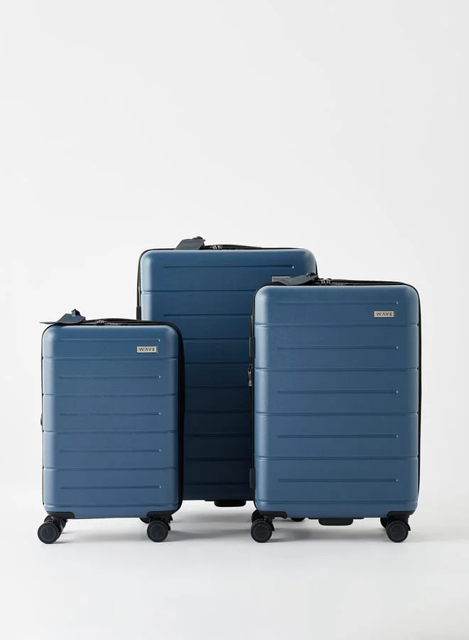 وايف Men's Textured Hardcase Luggage Trolley Bag with Retractable Handle