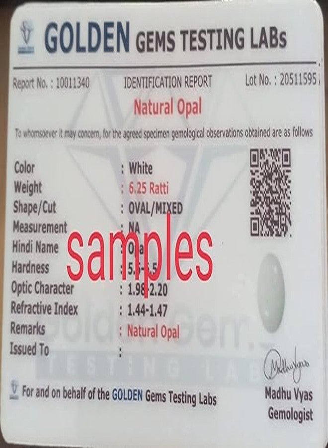 SHREE YADE GEMS 12.25 Ratti 11.00 Carat Opal with Lab Certified Card Opal Stone Original Certified/fire Opal Stone Unheated and Untreated Astrological Purpose for Men and Women (JK026) - Image 3