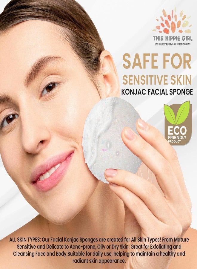 Boho Aromatic This Hippie Girl | Konjac Exfoliating Organic Facial Sponge | Plant Based Gentle Exfoliating Face Scrubbie | Safe for Sensitive Skin | Simply White (White) - Image 4
