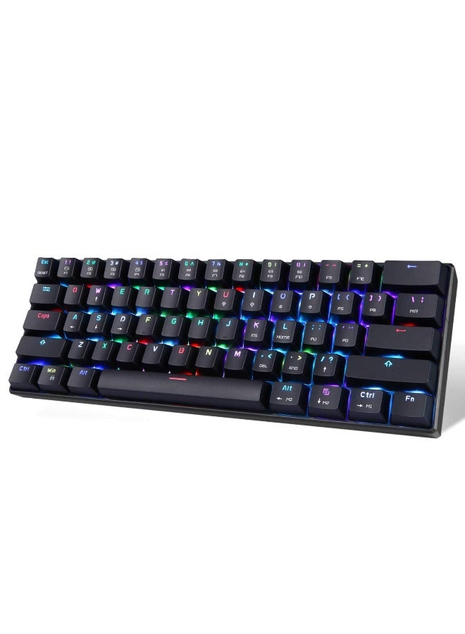 61 Keys Portable Wired USB Mechanical Keyboard 60% RGB LED Backlit Type-C Gaming/Office Keyboard for Mac, Android, Windows Kailh Box Switch - Image 1