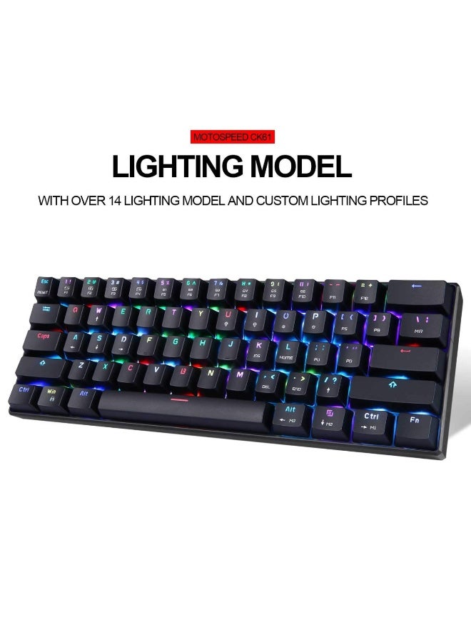61 Keys Portable Wired USB Mechanical Keyboard 60% RGB LED Backlit Type-C Gaming/Office Keyboard for Mac, Android, Windows Kailh Box Switch - Image 2