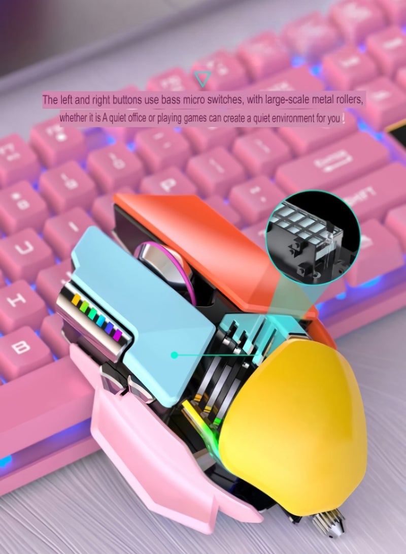 M7 Gaming Mouse, 2.4G Wireless Programmable Bluetooth Mouse, Compact And Lightweight Mechanical Mouse, Sturdy And Durable Programming Computer Mouse, (1pc, Pink) - Image 4