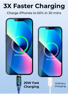glassology USB C to Lightning LED Current Voltage Display 3A USB Fast Charging Braided 1.2 Meter Black  - Image 2