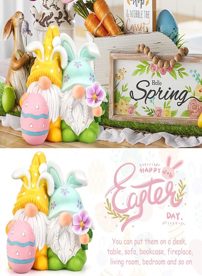 Gocvo Easter Gnomes Decorations Easter Bunny Decor Resin Cute Spring Gnome Figurines for Home Kitchen Ornament (Bunny Gnome) - Image 4