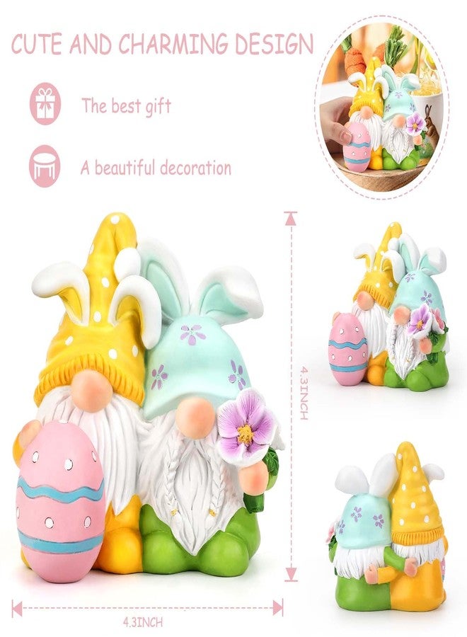 Gocvo Easter Gnomes Decorations Easter Bunny Decor Resin Cute Spring Gnome Figurines for Home Kitchen Ornament (Bunny Gnome) - Image 2