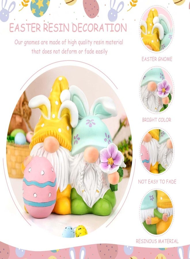 Gocvo Easter Gnomes Decorations Easter Bunny Decor Resin Cute Spring Gnome Figurines for Home Kitchen Ornament (Bunny Gnome) - Image 3