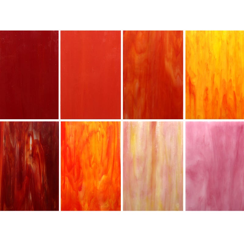 LITMIND 8 Sheets Red Stained Glass Sheets Variety Pack 4 x 6 inch Glass Mosaic Tiles for Art Crafts Art Glass Pack Mixed Colors and Patterns Shades of Red