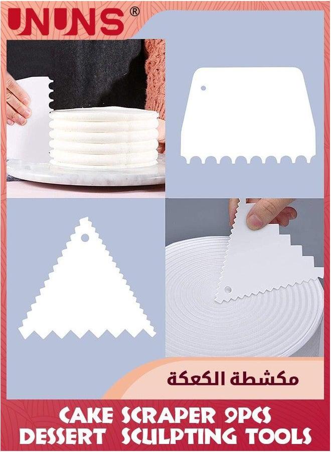UNUNS 9 Pcs/Set Cake Scraper Smoother And Patisserie Stripper,6 Pcs Irregular Icing Cake,3 Dough Striping Cutter,Bread Slicer Baking Pastry Tools,Silicone Spatula-White - Image 3