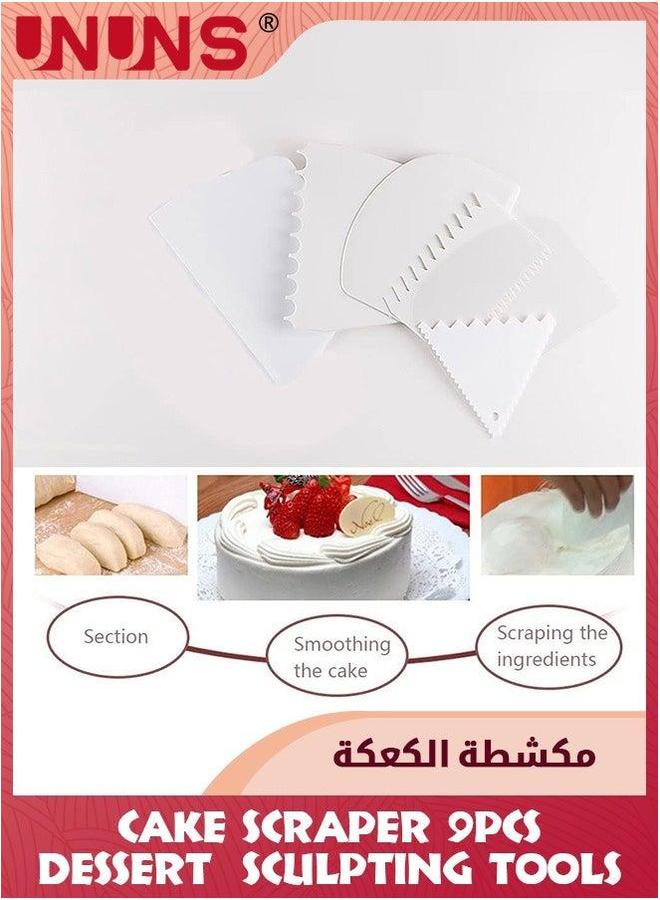 UNUNS 9 Pcs/Set Cake Scraper Smoother And Patisserie Stripper,6 Pcs Irregular Icing Cake,3 Dough Striping Cutter,Bread Slicer Baking Pastry Tools,Silicone Spatula-White - Image 4