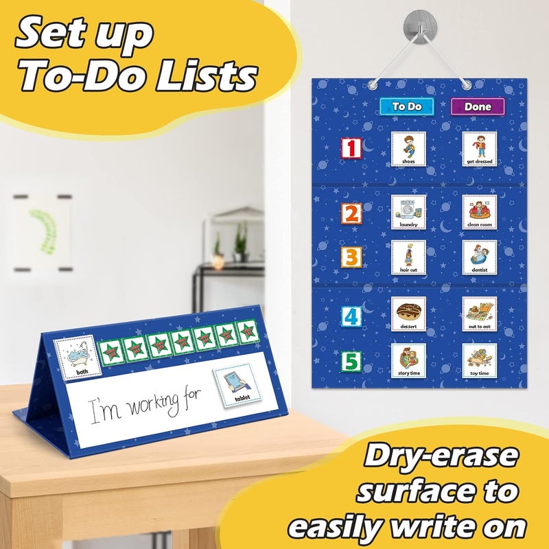 Aizweb Visual Schedule for Kid Chore Chart,Magnetic Morning Bedtime Routine Chart for Toddler,Daily Schedule Magnetic Board Communication Card for ASD,ADHD,PECS Autism Learning Material for Homeschool - Image 5