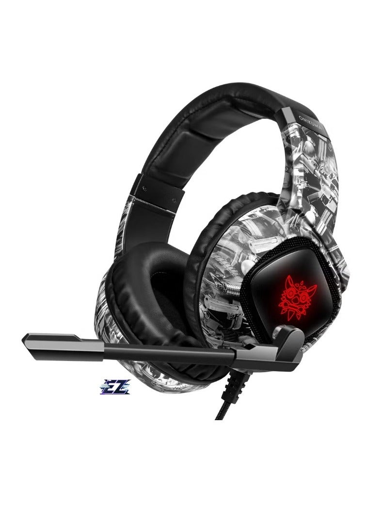 ELTRAZONE K19 Professional Gaming Headphone with RGB Backlight – Premium Stereo Sound, Noise-Canceling Microphone, Adjustable Headband, Comfortable Over-Ear Cushions, Compatible with PC, PS4, Xbox, Mobile Devices, and More – Gray - Image 1