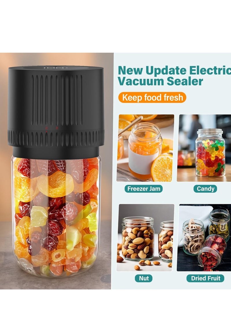 Electric Mason Jar Vacuum Sealer Kit.Portable Rechargeable Mason Jar Vacuum Sealer for Regular Mouth and Wide Mouth Mason Jars.Used for Storage of Freeze Dried Food,Preservation of Food.  - Image 2